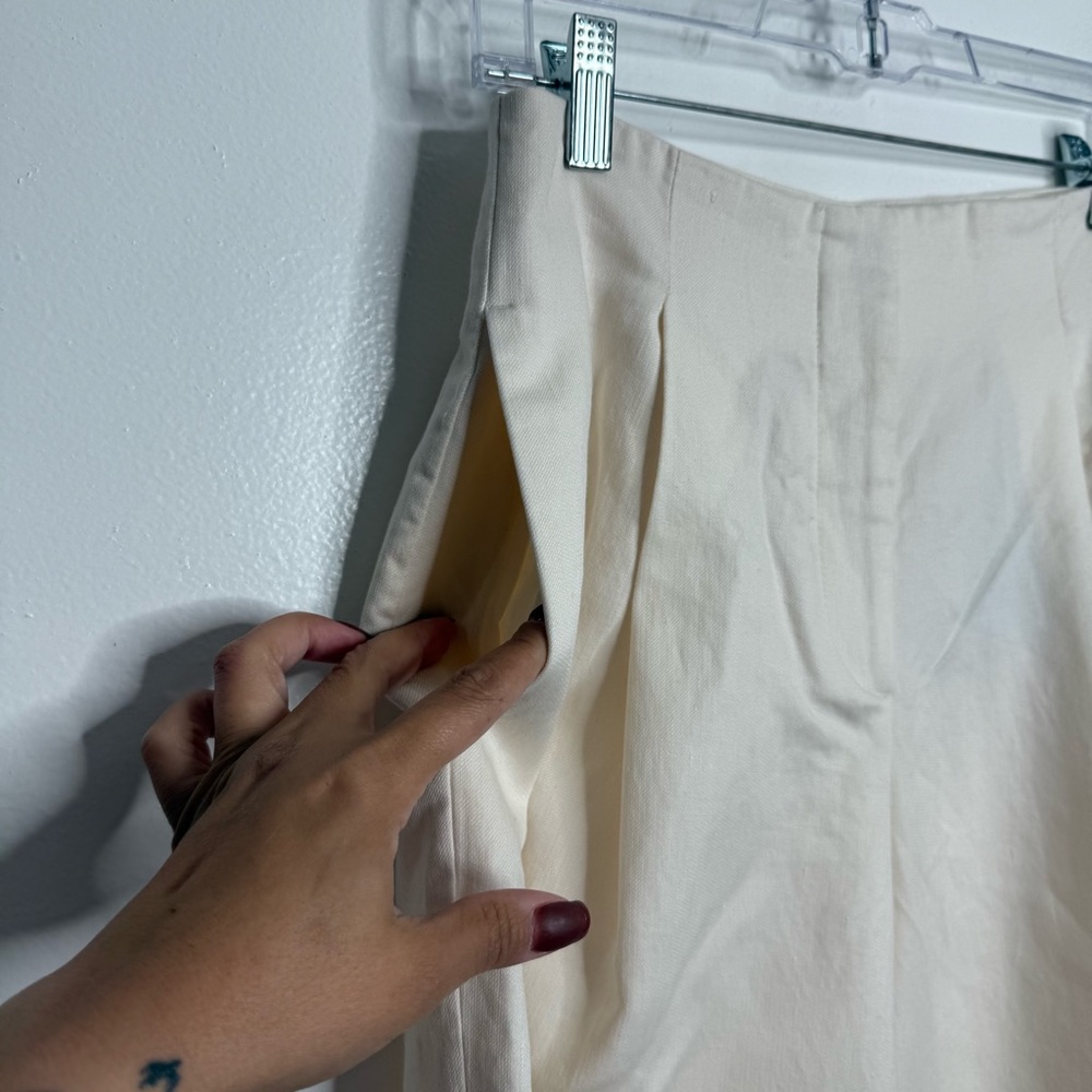 NWT Massimo‎ Dutti Darted Linen Blend Trousers In Cream Size 2 - Picture 4 of 13